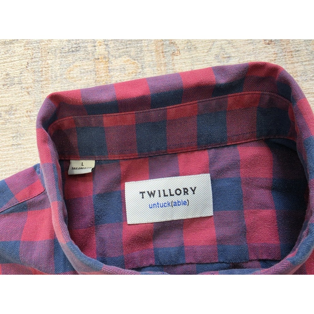 Twillory Button Shirt Mens Large Blue Red check - Picture 4 of 8